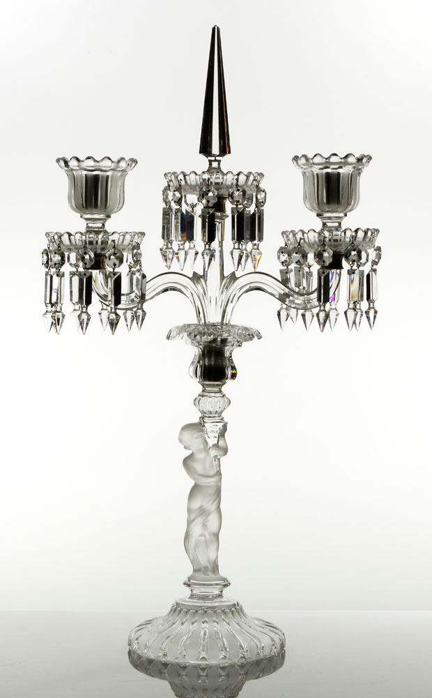 Appraisal: - Baccarat Cut-Crystal Candelabra Baccarat cut-crystal clear and frosted glass