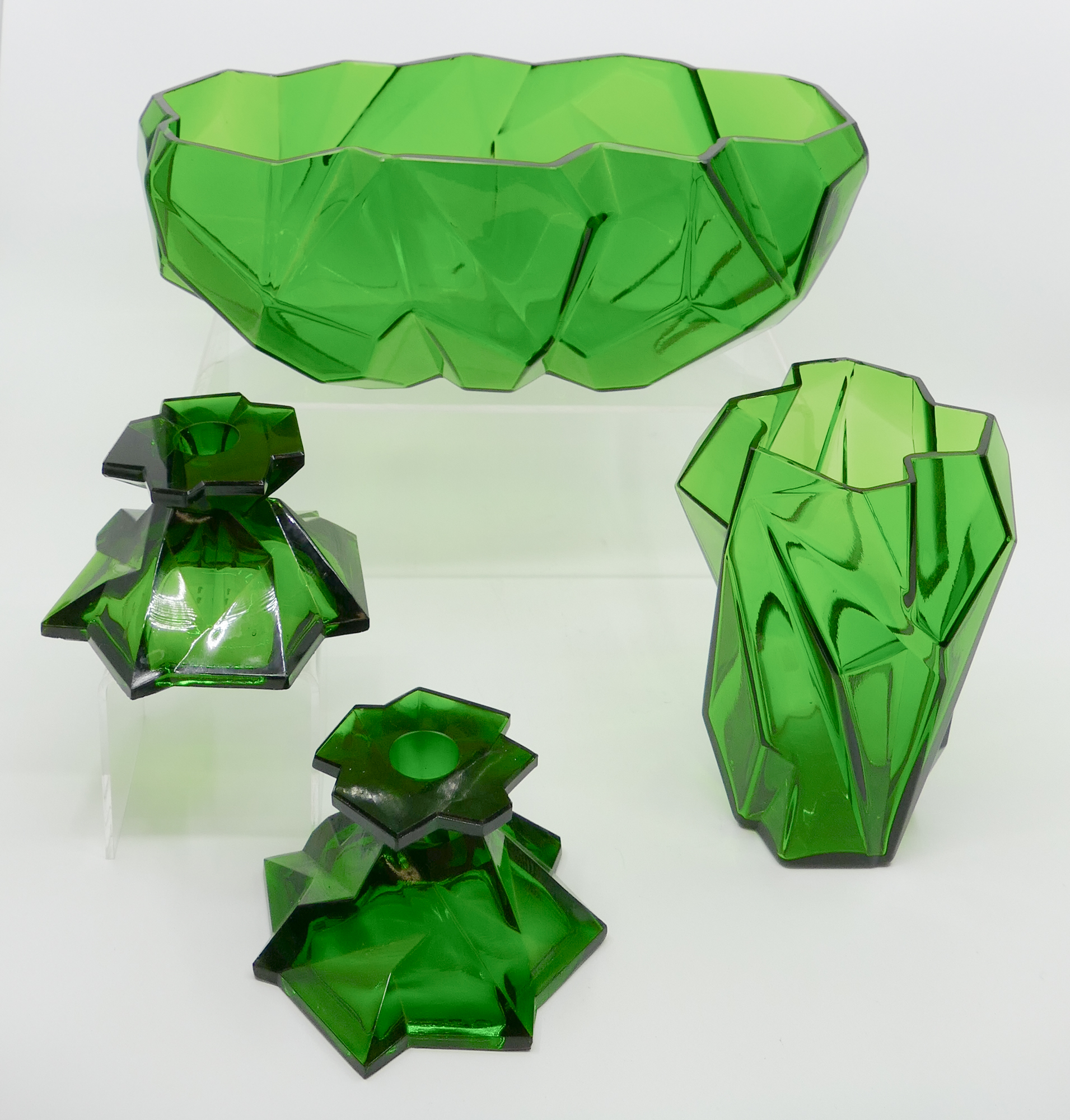 Appraisal: pc Group Reuben Haley for Consolidated Glass Jungle Green Ruba