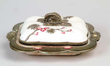 Appraisal: MAJOLICA SARDINE BOX BY WEDGWOOD IN AN ASIAN STYLE White