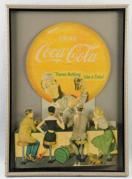 Appraisal: Rare Coca-Cola Cutout Display Beautifully mounted and framed under glass