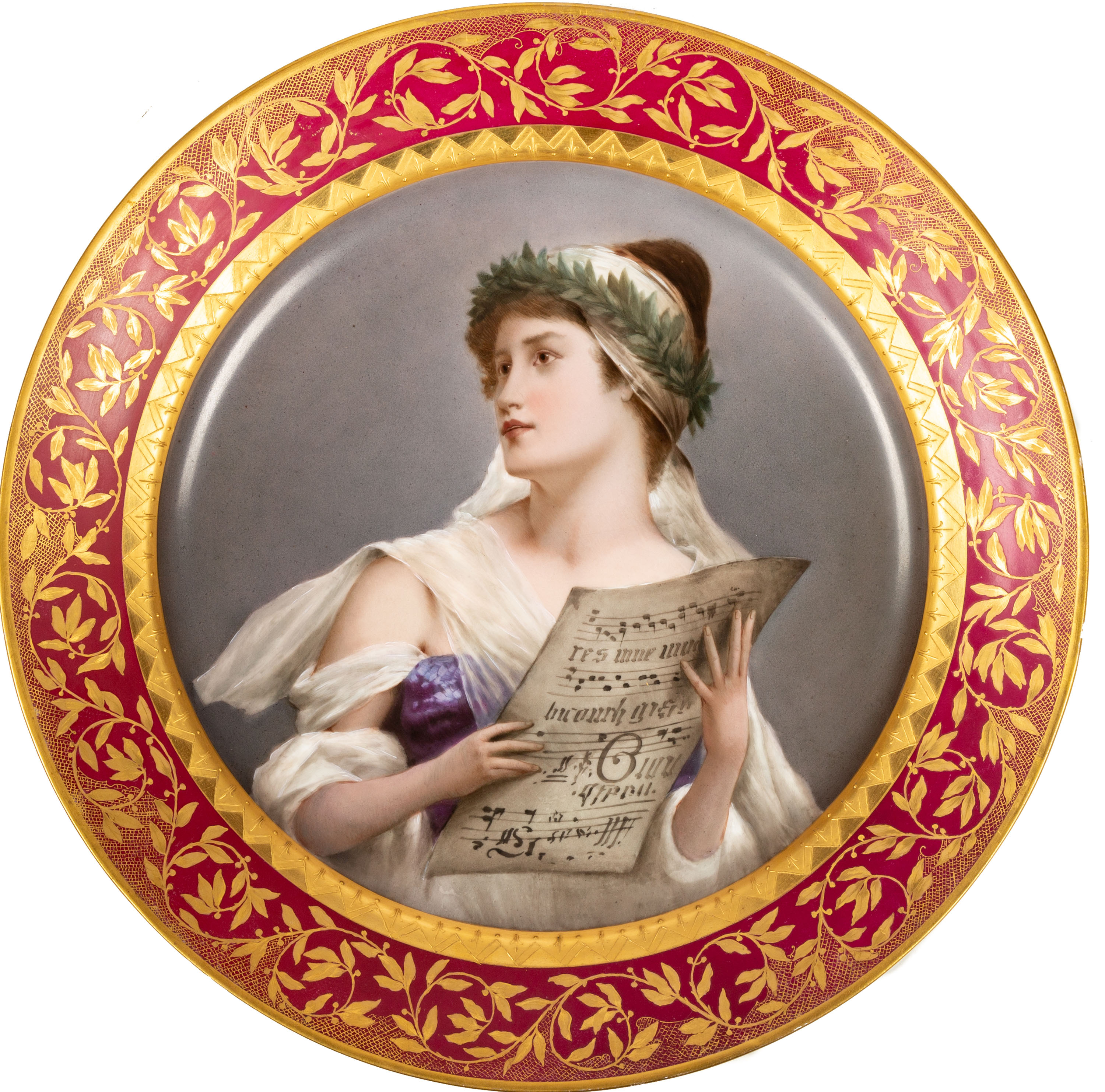 Appraisal: TH CENTURY LIMOGES CHARGER WITH ALLEGORICAL FIGURE th Century Limoges