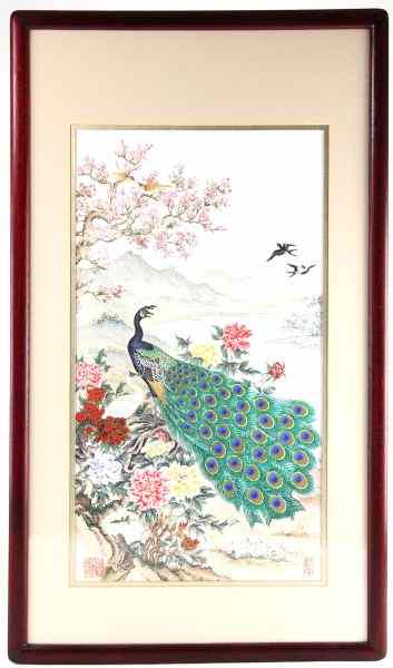 Appraisal: Chinese Peacock Printmatted and framed DOA x in No apparent