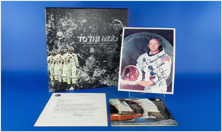 Appraisal: Neil Armstrong Portrait An official NASA color lithograph of Neil