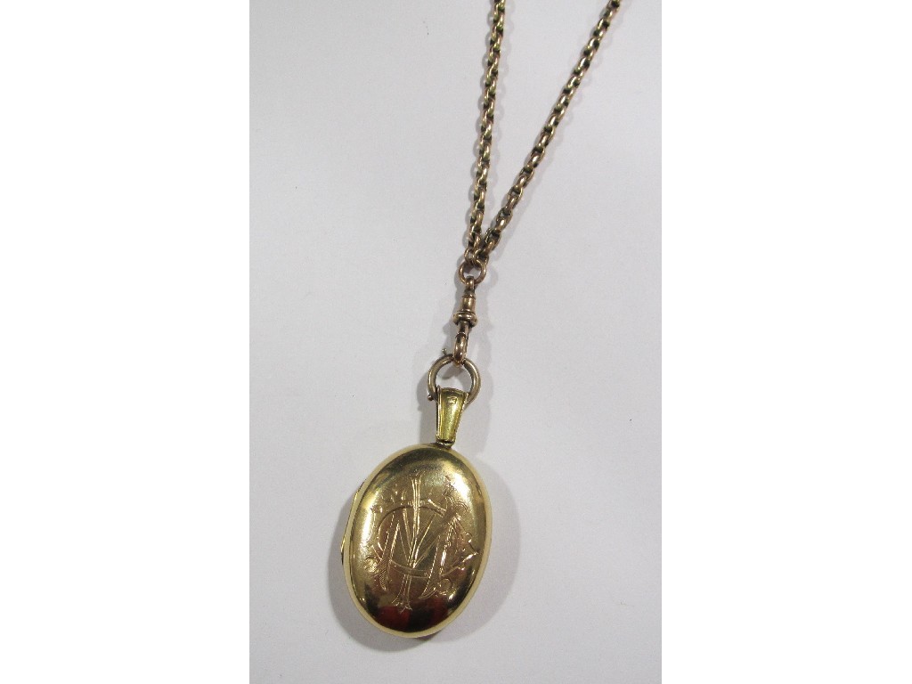 Appraisal: Victorian ct gold photo locket on ct gold guard chain