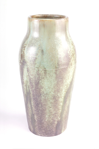 Appraisal: FULPER Tall vase covered in a good Leopard Skin Crystalline