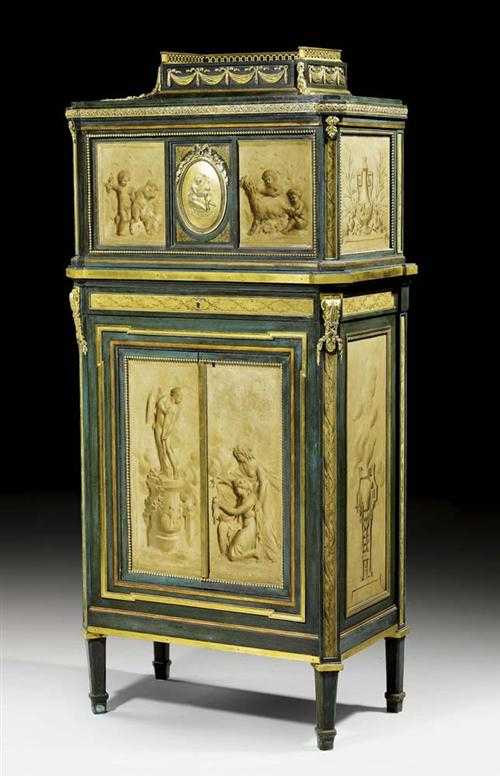 Appraisal: NARROW CABINET AUX AMOURS late Louis XVI after designs by