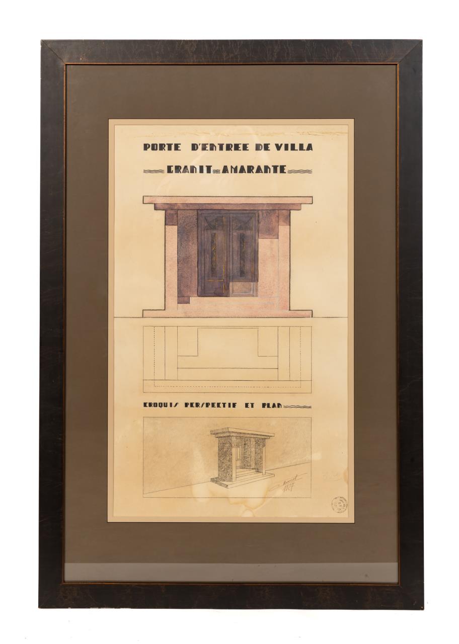 Appraisal: FRENCH SCHOOL ART DECO ARCHITECTURAL DRAWING French School Art Deco