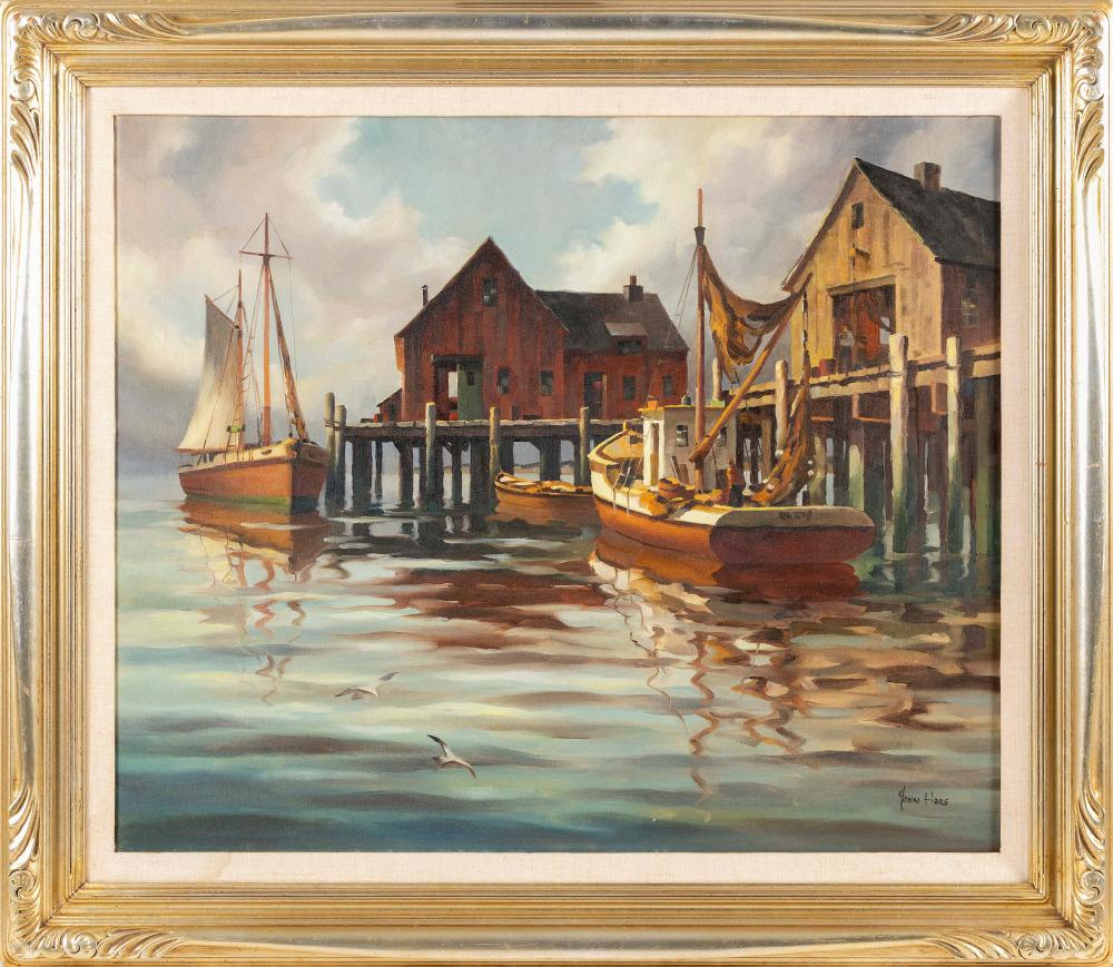 Appraisal: JOHN CUTHBERT HARE MASSACHUSETTS FLORIDA - HARBOR PIER OIL ON