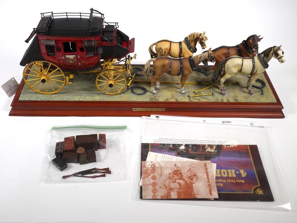 Appraisal: Wells Fargo stagecoach with horse team by Franklin Mint Large