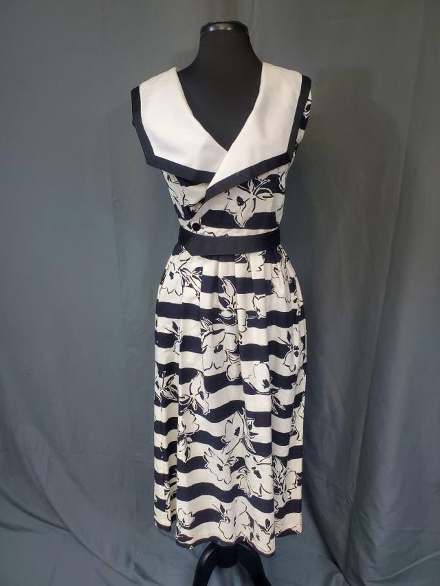 Appraisal: Vintage Lanz Originals Black and White Dress with flowers against