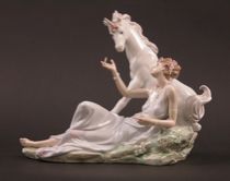 Appraisal: Lladro The Goddess The Unicorn The Goddess The Unicorn porcelain