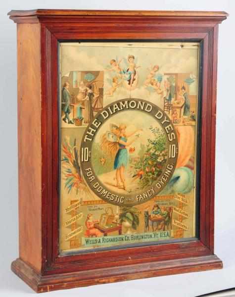 Appraisal: Diamond Dyes Cabinet Fairly strong tin front with a hole