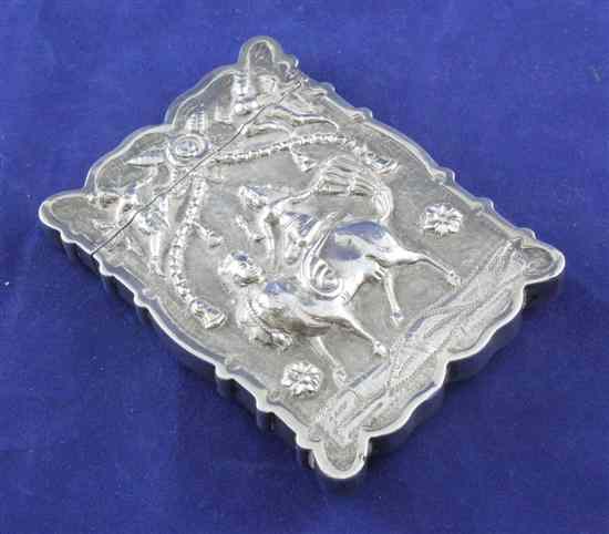 Appraisal: A th century Indian silver card case embossed with figures