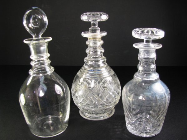 Appraisal: Three decanters two cut glass one Steuben signed on base