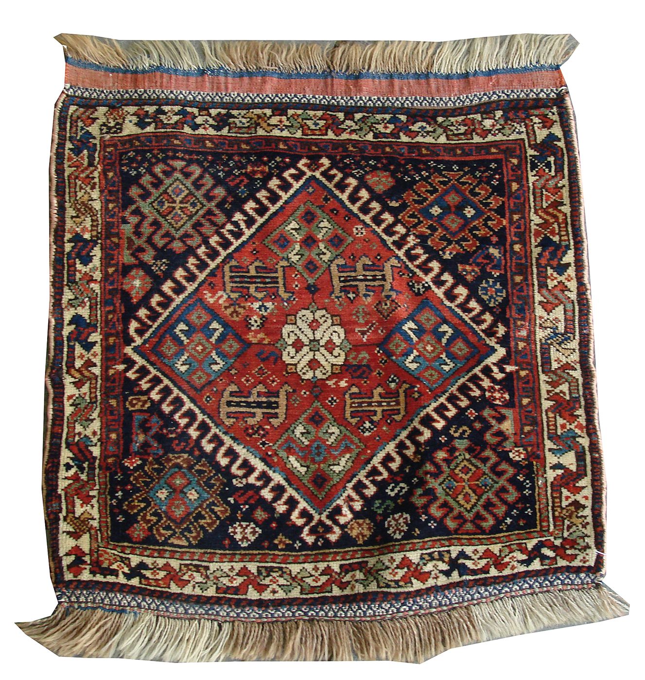 Appraisal: ORIENTAL RUG AFSHAR MAT ' x ' Central latchhook diamond