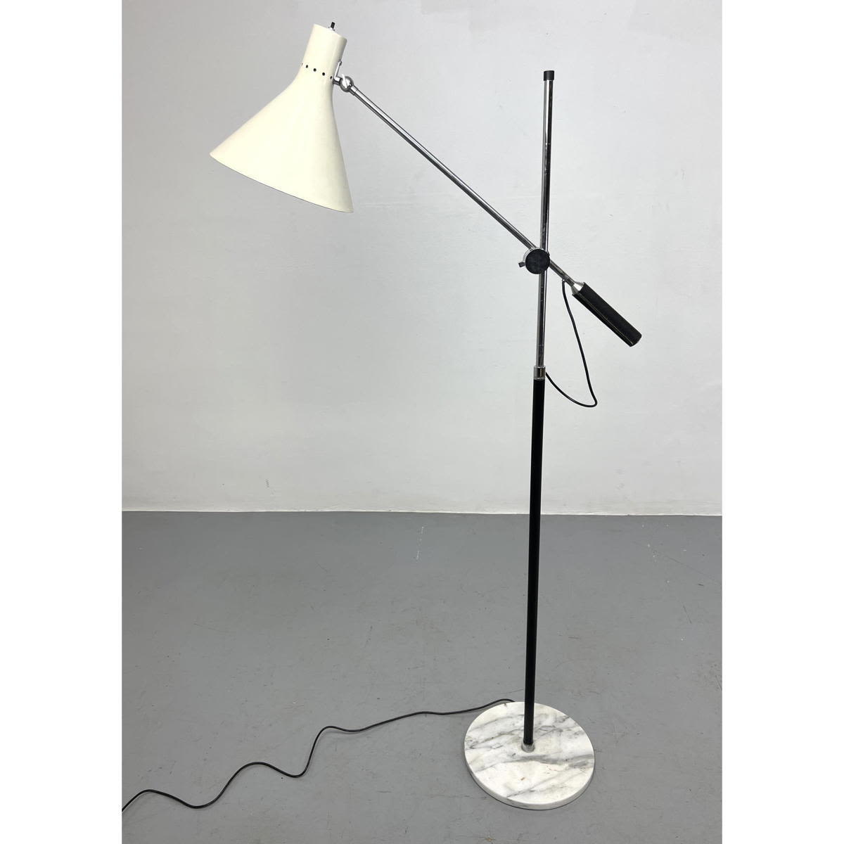 Appraisal: Arteluce Single Arm Floor Lamp with Marble Base Metal stamped