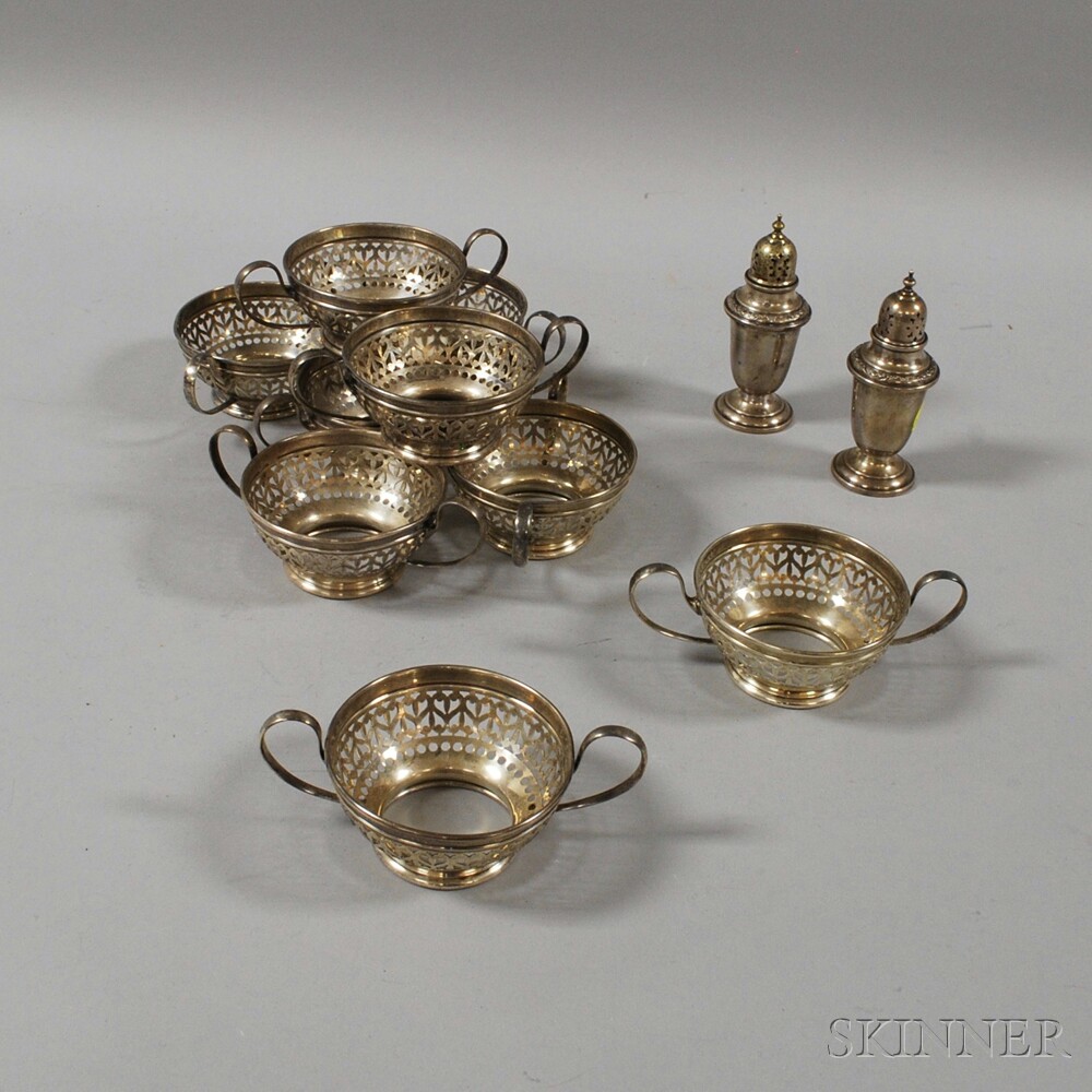 Appraisal: Nine Gorham Sterling Silver Soup Frames and a Pair of