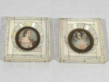 Appraisal: A pair of framed portrait miniatures each signed Stieler cm