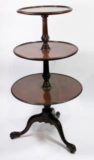 Appraisal: George III mahogany three tier petit-four stand late th century