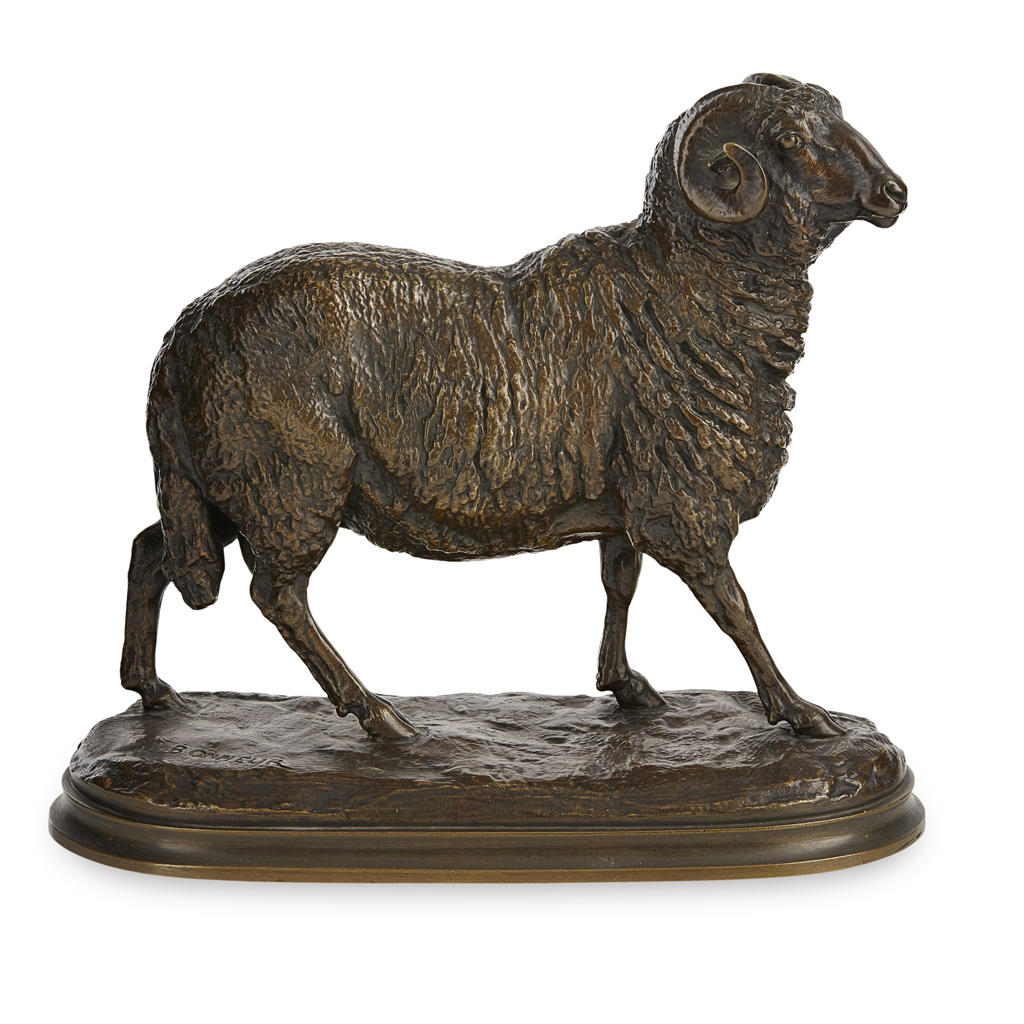 Appraisal: ISIDORE JULES BONHEUR FRENCH - RAM bronze mid-brown patina signed