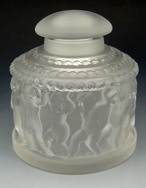 Appraisal: LALIQUE ENFANTS DRESSER JAR Frieze of nude babies under the