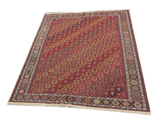 Appraisal: RUG Soumak flat weave late th C red field with