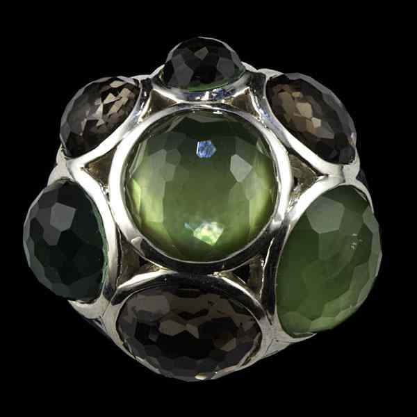 Appraisal: Ippolita Faceted Gemstone Dome Ring Hammered sterling silver and faceted