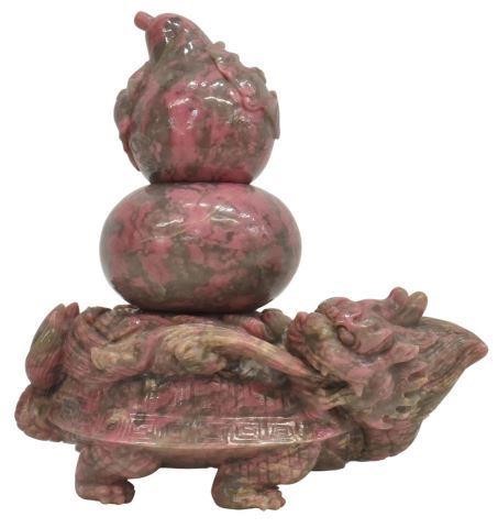 Appraisal: Chinese pink and gray hardstone carving depicting a pear form