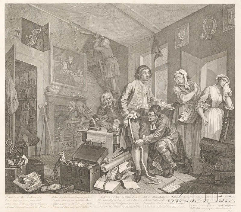 Appraisal: William Hogarth British - Eight Plates from A Rake's Progress