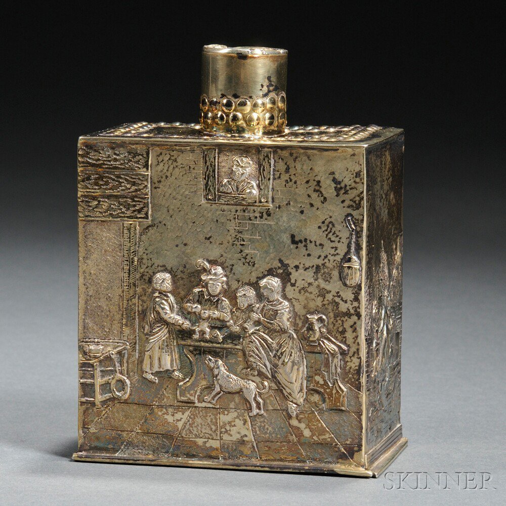 Appraisal: Dutch Gilded Silver Tea Caddy late th first half th