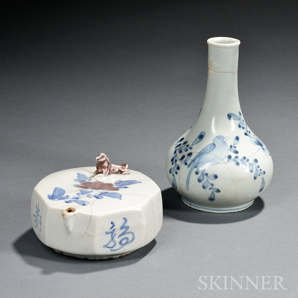 Appraisal: Two Blue and White Items Korea th century a small