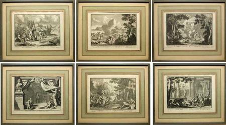 Appraisal: After Jean le Petre CLASSICAL SCENES Six engravings by P