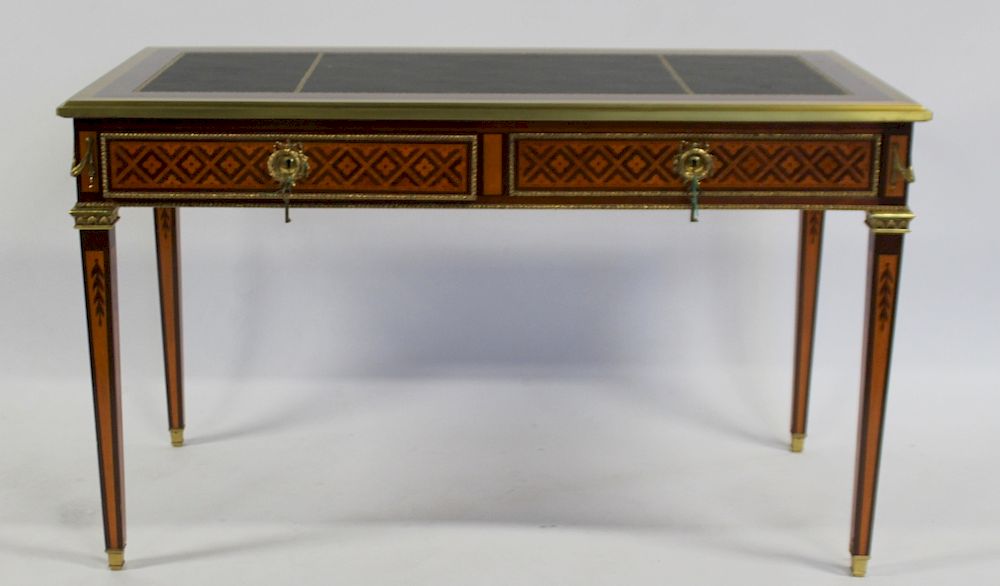 Appraisal: Fine Custom Quality Bronze Mounted Leather Top Desk Nicely made