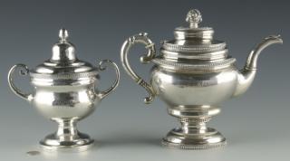 Appraisal: Silver Teapot and sugar bowl st item Classical style silver