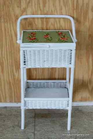 Appraisal: Wicker Rattan Standing Sewing Knitting BasketFrom the estate is a