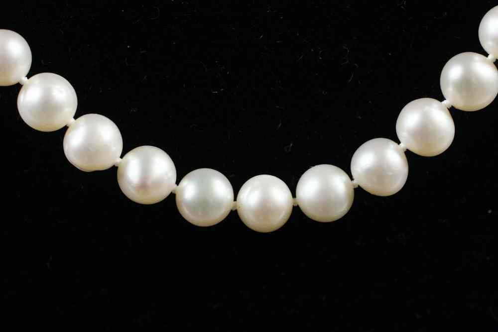 Appraisal: NECKLACE - One strand of mm pearls with pinkish cast