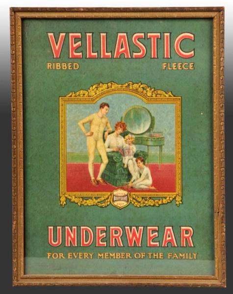 Appraisal: Framed Cardboard Vellastic Underwear Sign Description s Original framework Minor