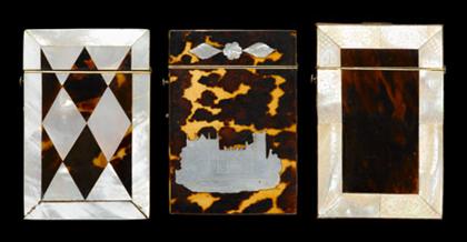 Appraisal: Collection of tortoiseshell and mother-of-pearl card cases th century Most