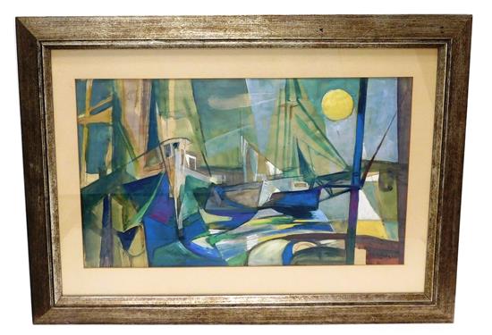 Appraisal: Armand Schonberger Hungarian - gouache and pencil on paper Boats