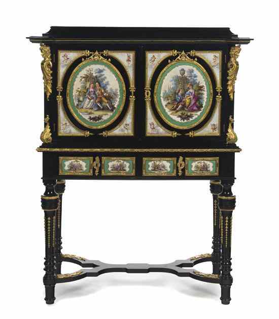 Appraisal: A Continental Ebonized Berlin K P M Porcelain and Gilt