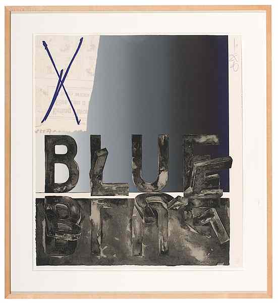 Appraisal: Jasper Johns American b Bent Blue Lithograph titled Fragment -