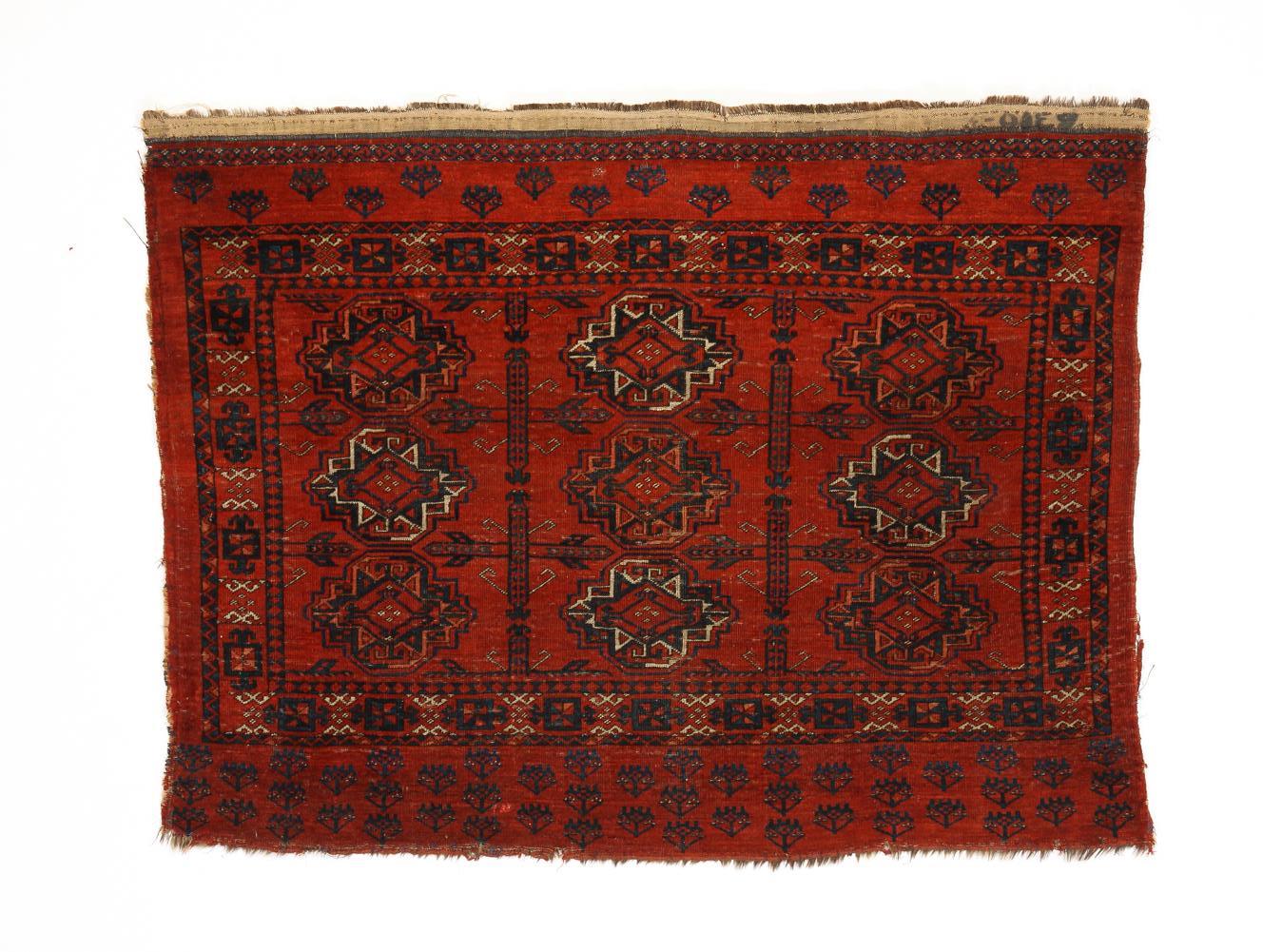 Appraisal: TURKMEN CHUVAL Western Turkestan th century Red ground blue accents