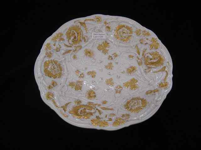 Appraisal: Meissen Porcelain Serving Bowl raised flowering vine gold trim ''