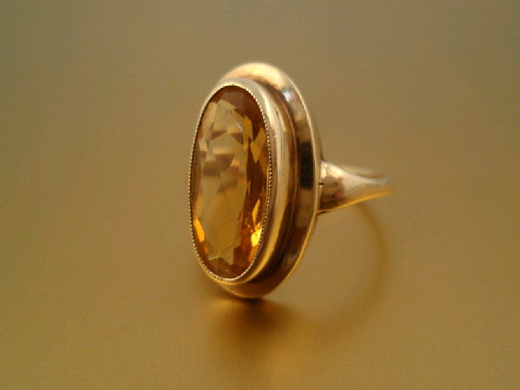 Appraisal: A citrine set ct gold dress ring Birmingham assay