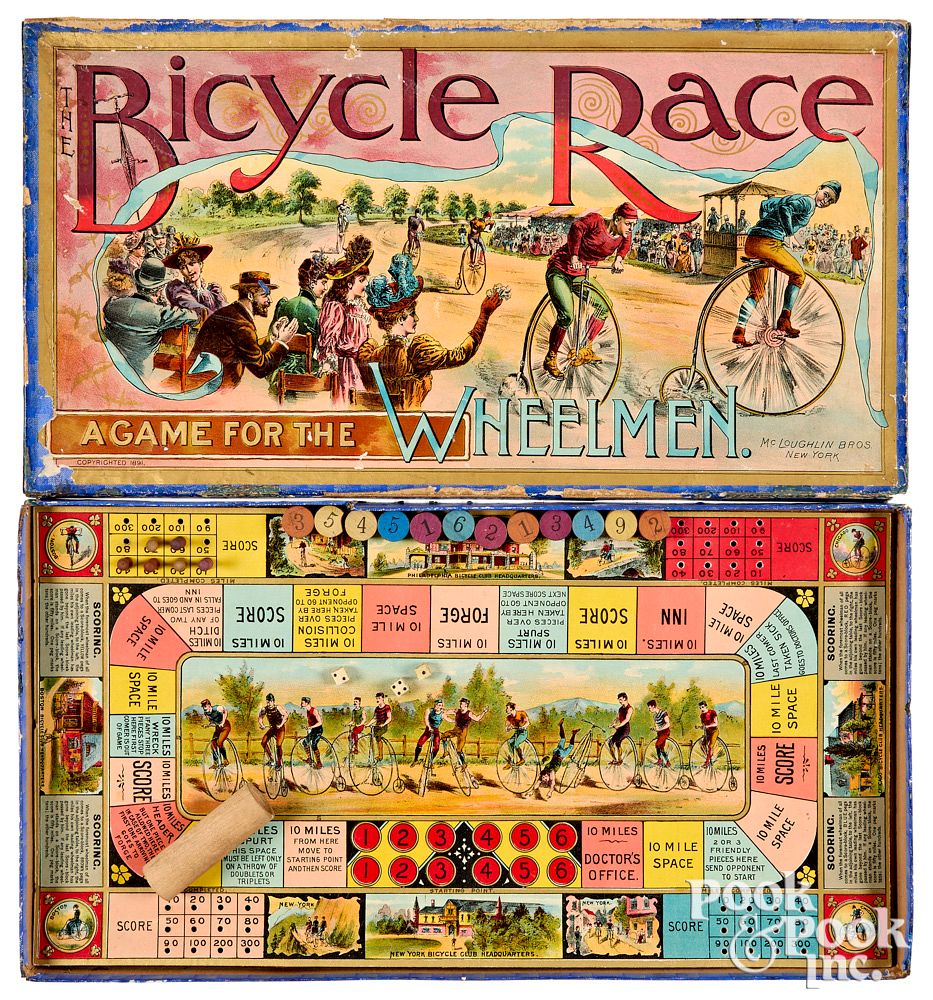 Appraisal: McLoughlin Bros Bicycle Race Game for Wheelman McLoughlin Bros Bicycle