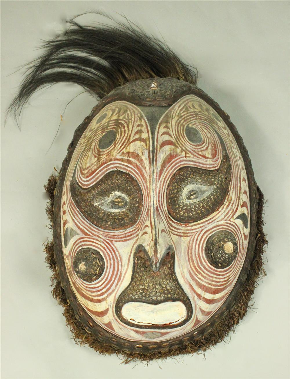 Appraisal: LARGE PAPUA NEW GUINEA SEPIK RIVER CARVED MASK DECORATED WITH