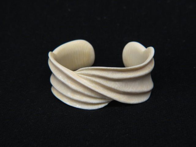 Appraisal: Carved Ivory Bracelet cuff style wide excellent