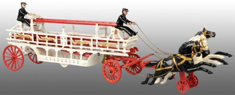 Appraisal: Cast Iron Reproduction Fire Ladder Wagon Toy Description Includes two