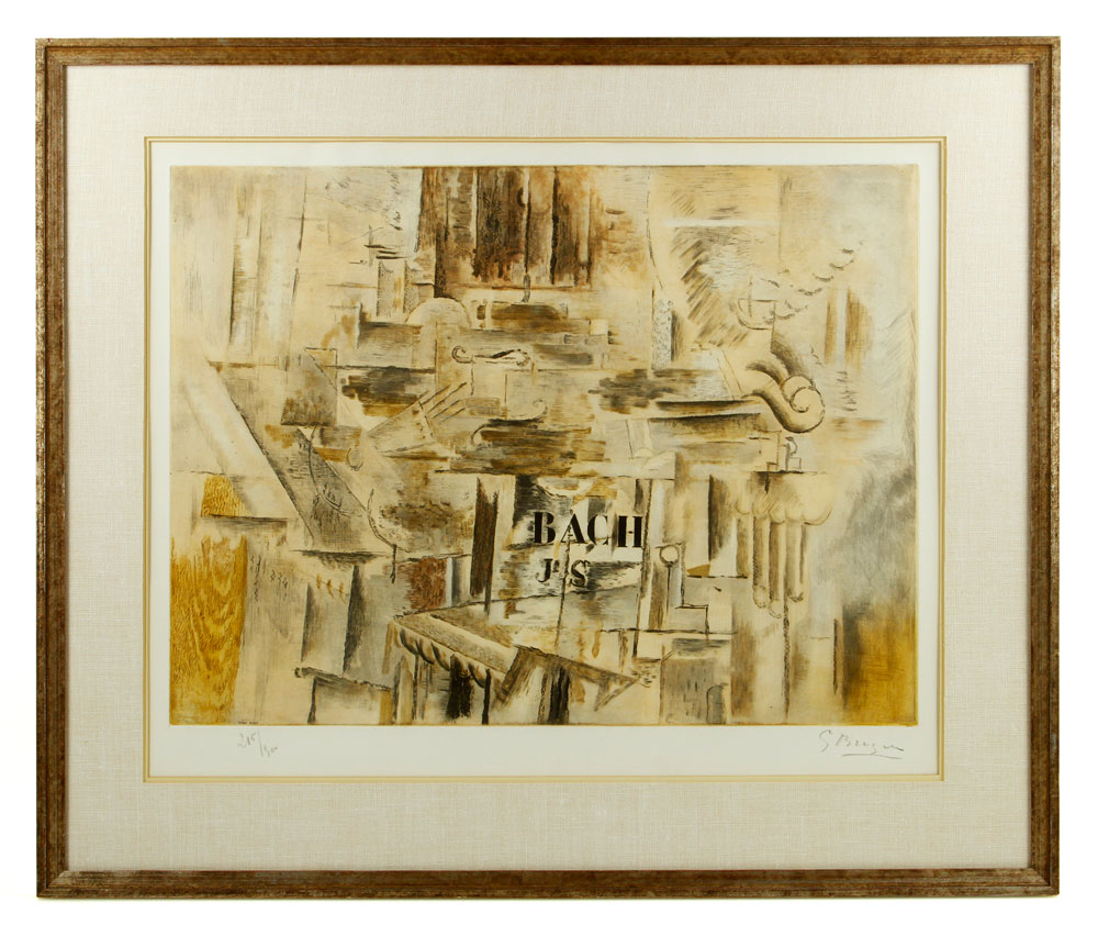 Appraisal: - Braque Homage to Bach Lithograph Georges Braque - Homage