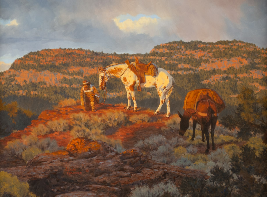 Appraisal: CLAIRE L GOLDRICK OIL ON CANVAS Colorado born Titled Tracking